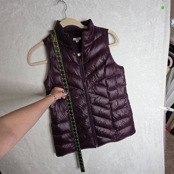 J.jill Down Burgundy Small long length Vest with Zip & Side Zip. Warm Soft Comfy - Picture 6 of 16